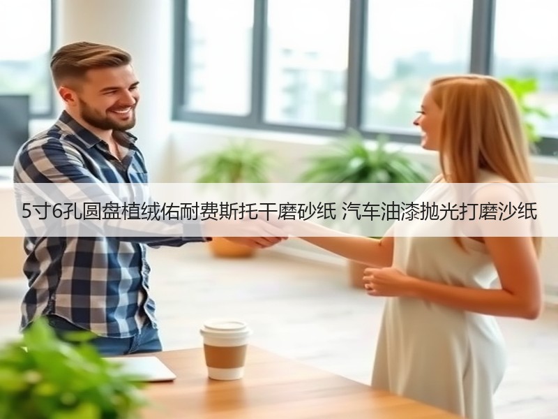 5寸6孔圆盘植绒佑耐费斯托干磨砂纸 汽车油漆抛光打磨沙纸