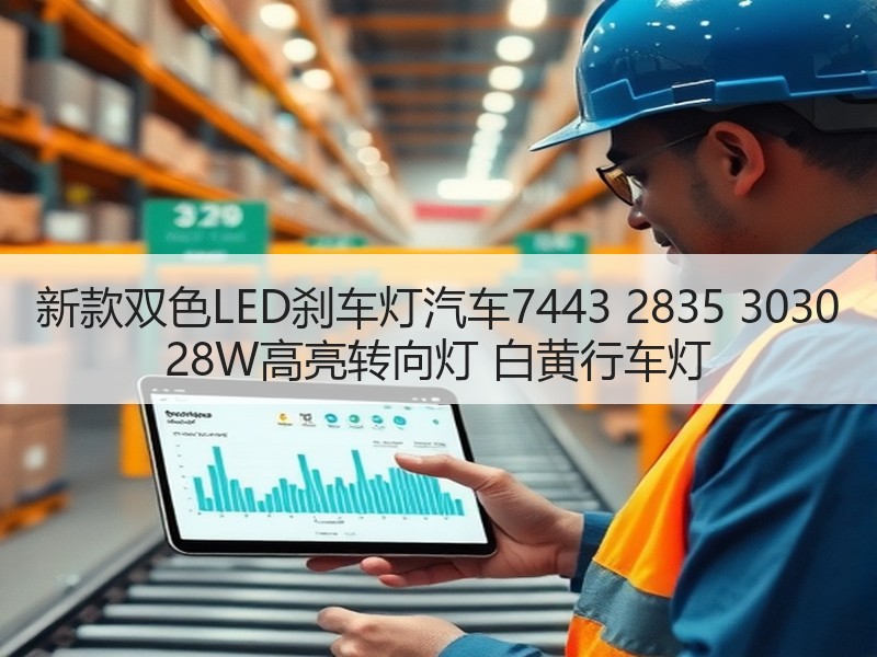 新款双色LED刹车灯汽车7443 2835 3030 28W高亮转向灯 白黄行车灯