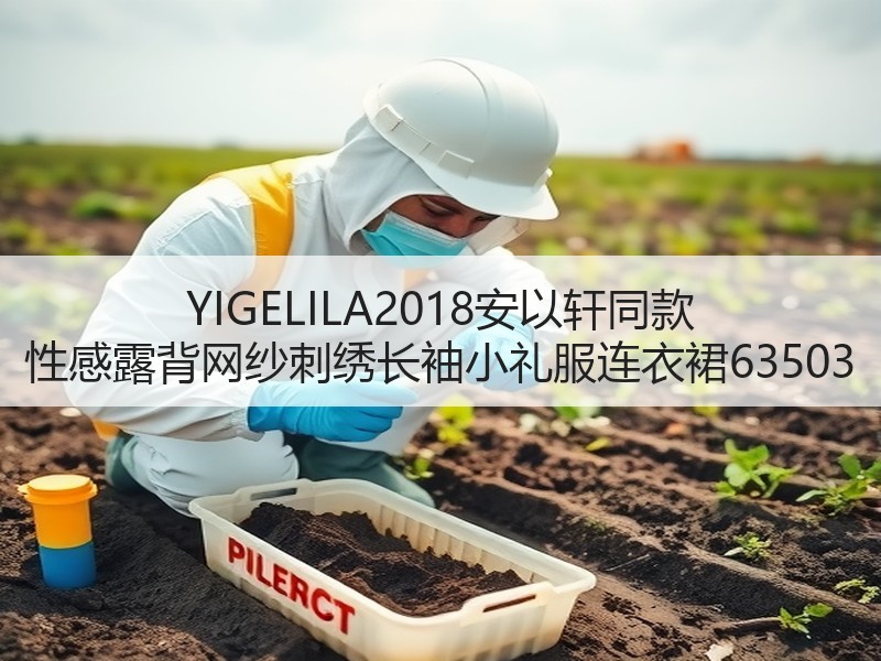 YIGELILA2018安以轩同款 性感露背网纱刺绣长袖小礼服连衣裙63503