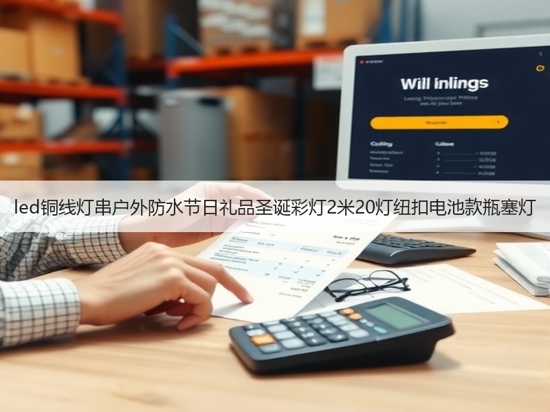led铜线灯串户外防水节日礼品圣诞彩灯2米20灯纽扣电池款瓶塞灯